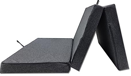 Odolplusz Faltbare Schaum-Matratze mit Bezug 120x200x10cm | Matratze für Camping, Reisematratze Gästematratze Klappbar Faltmatratze Bodenmatratze (Graphit)