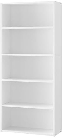 VASAGLE Bücherregal 5 Ebenen, Standregal, Aufbewahrungsregal, verstellbare Einlegeböden, für Wohnzimmer, Homeoffice, Schlafzimmer, wolkenweiß LBC165T14