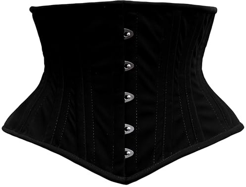 Alpha Waspie Corset - Underbust Waist Training Steel Boned (US, X-Small, Black - Velvet)
