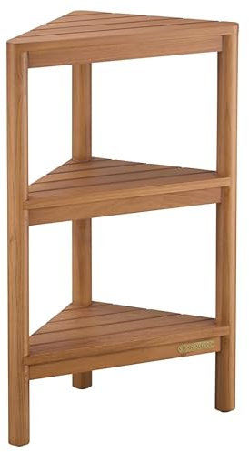 TEAK VALLEY Fully Assembled Teak Corner Shower Shelf, Shower Caddy 26.5