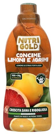 NutriGold® fertilizante Cítricos | Abono para Limones, Naranjas, Mandarinas y Pomelos - Rico en NPK - Para Cítricos en Tierra o Maceta - 700g + 50g Gratis