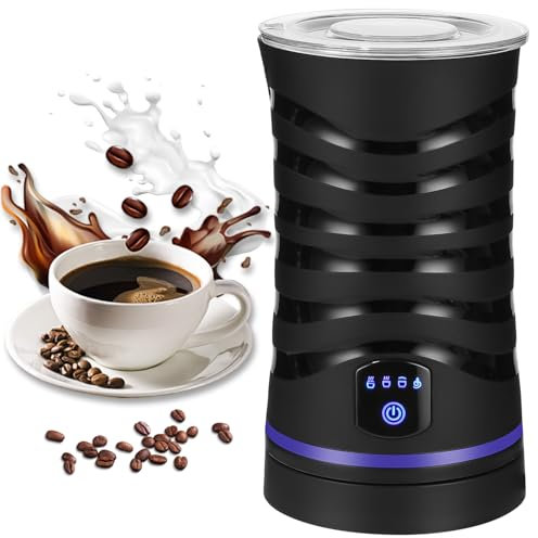 Mousseur à lait électrique 4 en 1 avec revêtement antiadhésif pour mousse de lait chaude et froide, arrêt automatique, idéal pour le café et le lait