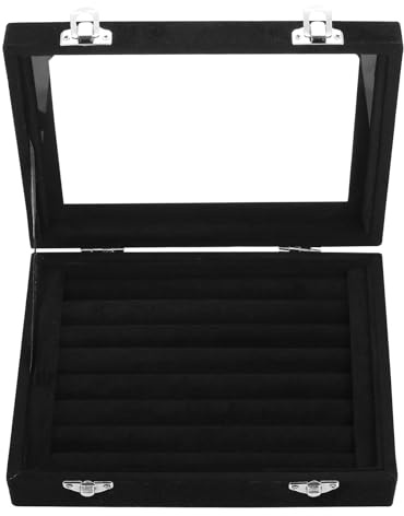 Aoyfuwell Schmuckkästchen,7-Fächer Ohrring- und Ring-Organizer（Schwarz）