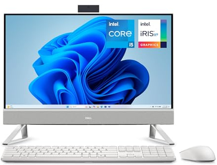 Dell 24 All-in-One Desktop EC24250 23.8 Full HD Display, Intel Core i5-1334U, Intel Iris Xe Graphics, 16GB DDR5 RAM, 512GB SSD, Windows 11 Home, Wireless Keyboard and Mouse - Pearl White