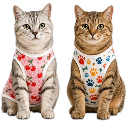 2 Pack Cat Surgery Recovery Suit, Soft Breathable Cat Onesie Post Surgery