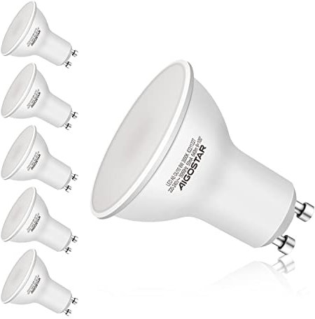 Aigostar Lampadina LED GU10 8W, Luce Bianca Calda 3000K 640 Lumen, Angolo a Fascio 100-120 Gradi, Nessun Sfarfallio Non Dimmerabile, Confezione da 5
