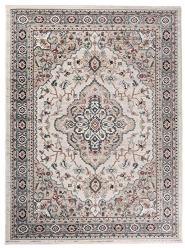 Mazovia Traditioneller Orientalischer Teppich - Weicher Teppich für Wohnzimmer Schlafzimmer Esszimmer - ÖKO-TEX Zertifiziert - AYLA - 140 x 200 cm - Creme