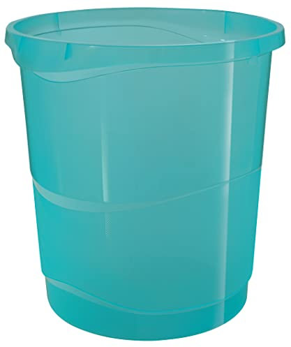 Esselte - Corbeille à Papier en Plastique, 14 L, Détritus & Recyclage, Maison / Bureau, Motif Texturé, Gamme Colour'Breeze, Bleu, 626289