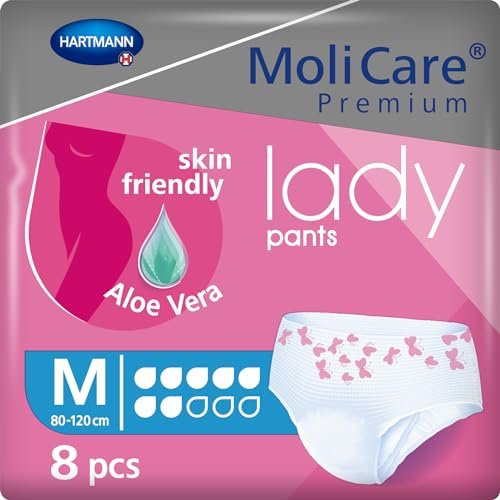 Molicare Premium lady pants, Diskrete Anwendung bei Inkontinenz speziell für Frauen, Aloe Vera, 7 Tropfen, Gr. M, 1x8 Stück