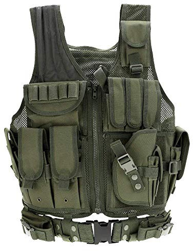 Lejie Taktische Weste Herren-Outdoor Weste mit Taschen- Tactical Vest für Jagd Angeln Camping Airsoft Paintball Militär