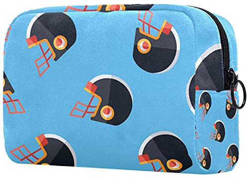Bolsa de maquillaje de viaje para casco de fútbol americano, bolsa de maquillaje, organizador con cremallera para mujeres y niñas