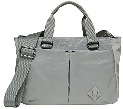 KAUKKO Damen Schultertasche Leichte Umhängetasche Nylon - Handtasche Top Griff Henkel - Tasche Beuteltasche Mittelgroße - Shopper Einfache Klassische Leichte, 2519-Hellgrau