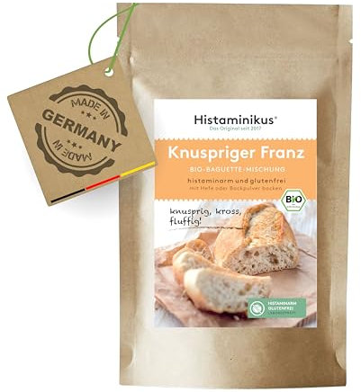 Histaminikus Knuspriger Franz - Baguette-Backmischung 430 g - Baguette Backmischung - mit Hafer- und Reismehl hergestellt - Brotbackmischung mit natürlichen Bio-Zutaten - Made in Germany