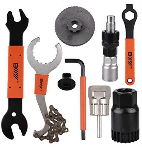 NOUJEN Kit d'outils de réparation de vélo,dissolvant de pédalier de vélo, Outil pour enlever la Cassette de vélo, démontage du pédalier pour vélo travaux de Montage et de réparation