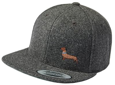 Baddery Gassi Outdoor Flexfit Snapback Cap - Gorra bordada para hombre y mujer - Regalo para dueños de perros, Gorra de lana, gris oscuro, Talla única