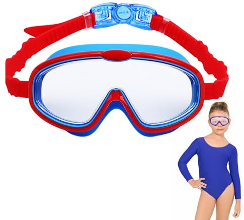 Luckxing Wasserbrillen für Kinder | Antibeschlag-Anti-UV-Schwimmbrille mit breiter Sicht – Schnorchelbrille, Schnorchelausrüstung mit Silikondichtung, Schwimmmaske für Jungen und Mädchen, Pool