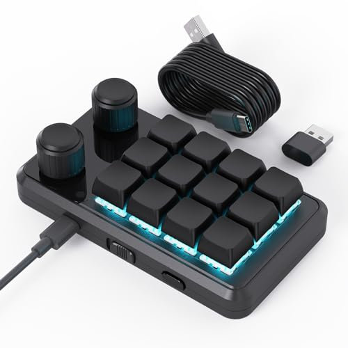 BRIMFORD Makro Tastatur Programmierbar,Kabellose Mechanische Tastatur mit RGB,Makrotastatur mit Hot-Swap-Unterstützung für PC-Spiele/Fotoproduktion/Bearbeitung (Schwarz)