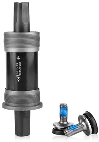 equlup 5 Size Square Taper Bottom Bracket, Bike Bottom Bracket Square Hole Crank Axis 68x118/120/122.5/124.5/127.5mm Sealed Bearings Bike Parts for Square Tapered Spindle Crank (68X124.5L)