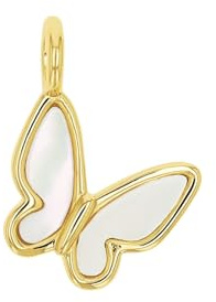 Amor Motivanhänger 925 Sterling Silber Perlmutt Damen Anhänger, 1,5 cm, Weiß, Schmetterling, Kommt in Schmuck Geschenk Box, 2039037