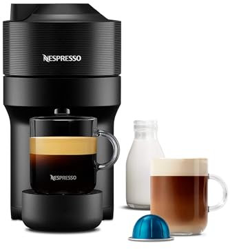 Nespresso Vertuo Pop Small Coffee Pod machine, Liquorice Black, for Nespresso Vertuo Coffee Capsules. Espresso, Americano, Decaf (Renewed)