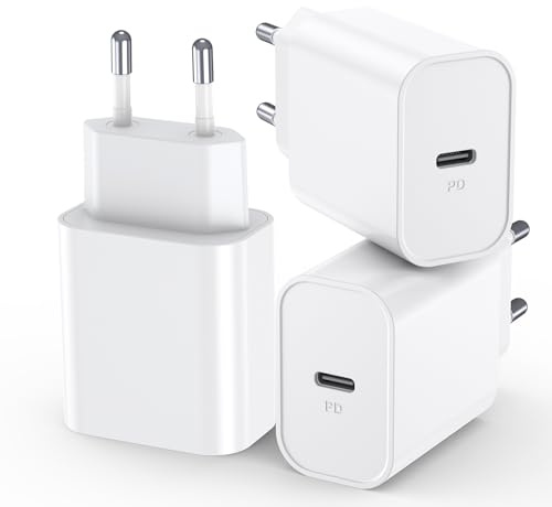30W Cargador USB C, Tipo C Enchufe, PD3.0 Cargador Carga Rapida, Cabezal Adaptador Corriente Charger USB-C para i-Phone, iPad, Samsung, Fuentes de alimentación para teléfonos móviles