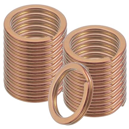 sourcing map 20pcs Split Keychain Rings, 20mm Round Flat Keyrings Stainless Steel Open Key Chain Ring Dog Tag Rings for DIY Keychain Craft Lanyard, 1.8mm Thick, Rose Gold