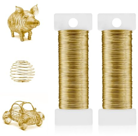 Nogeqi 0,3mm x 100m Gold Basteldraht Dünn, Verzinkter Dünner Draht Zum Basteln, Blumendraht 3mm Schmuckdraht Schmuck Draht Golddraht Für Diy Schmuckherstellung, Handwerk Und Dekoration (50m/Rolle)