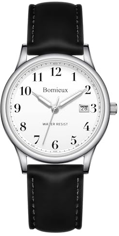 Timever Montre Analogique à Quartz pour Homme avec Bracelet en Cuir,3 Aiguilles,Date,Étanche 3 ATM,Gros Chiffres,Idée de Cadeau pour Un Amis