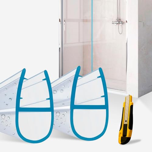 Goma para mampara de ducha 2M,Pack 2X1M Junta mampara ducha en PVC transparente para cristales de 6-8mm, instalación sin fugas y corte sencillo, con diseño elegante ideal para baños modernos, MODELO A
