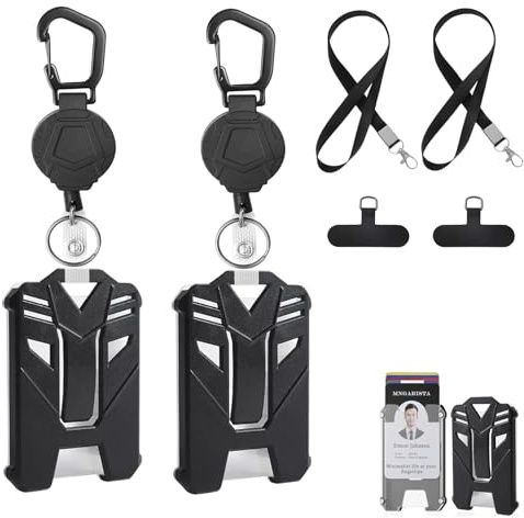 2er-Pack Einziehbarer Ausweishalter, 2 ausziehbarer Schlüsselanhänger, robuster Karabiner-Schlüsselring, taktischer Ausweishalter Ausweisrolle mit einziehbarer 80cm Stahlkabel