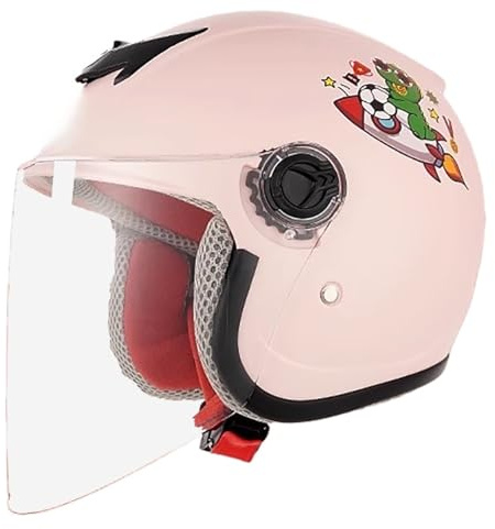Casco Da Moto Retrò Elettrico 3/4, Regalo Per Ragazzi E Bambini, Casco Da Moto Aperto 3/4 Per Bambini, Omologato DOT, Casco Da Moto Da Strada Per Scooter, ATV B,48-53cm