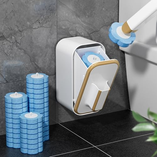 Set portascopino e portascopino per WC usa e getta in plastica da parete con 18 testine di ricambio usa getta per bagno, Heimdekorationen