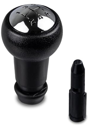 Suysion Pomo Palanca de Cambios 5 Velocidades con Adaptador, Compatible con Peugeot 106 107 206 207 306 307 308 407 408 508 3008 y Citroën C2 C3 C4 Picasso, Pomo de Cambio Manual Negro