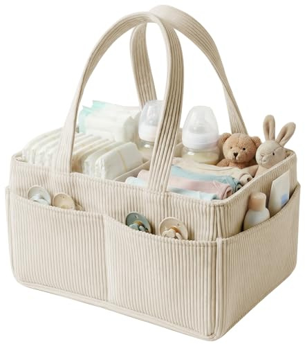 TNTGMG Skötbordsförvaring, förvaringskorg av filt med handtag, bärbar blöjkorg organisatör för skötbordet, förvaringskorg för skötredskap, babyparty, 37 x 23 x 20 cm