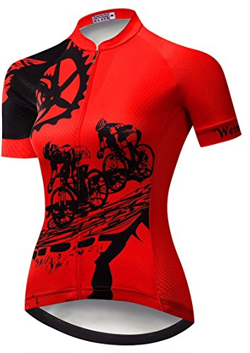 weimostar cykeltröja kvinnor mountainbike jerseytröjor kortärmad väg cykelkläder MTB toppar sommar Riding Red L