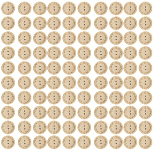 Namvo 100pcs 2 Agujeros Hechos a Mano con el botón de Costura de Madera Natural del Amor 25mm