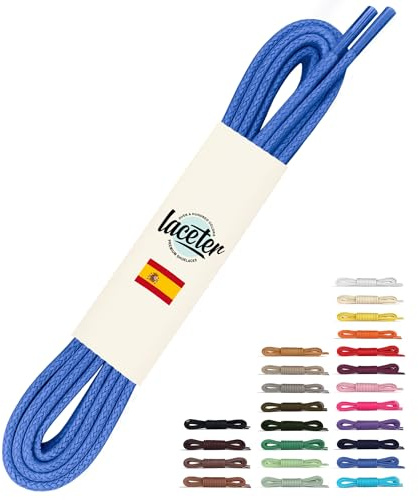 Laceter Lacets Ronds Fins 2,4mm pour Chaussures de Ville - Lacet Idéal pour Derbies, Richelieu, Bottines Cuir, Mocassins - Style Habillé Élégant et Résistant - Bleu, 60 cm