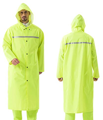 Pahajim Chaqueta de Lluvia Larga para Adultos, Chaqueta Ripstop Reutilizable con Capucha Ajustable, Chaqueta Impermeable Ligera, Chaqueta Impermeable para Hombres y Mujeres