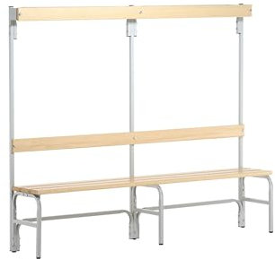 Sypro | Umkleidebank mit Hakenleisten | einseitig | 4 Haken 1500 mm | lichtgrau