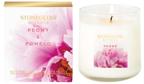 Stoneglow Botanic Peony & Pomelo Kerze in Box, 190 g, im Glas