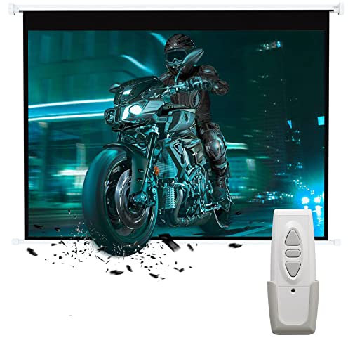 INMOZATA Electric Projector Screen 120inch Motorised projection screen with Remote Control 4:3 Portable Foldable Anti-Wrinkles Projector Movie Screen for Theater Cinema