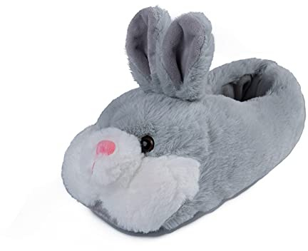 OSVINO Pantofole Donna Animali Coniglio Casa Invernali Peluche Calde Chiuse Pelose Divertenti Ciabatte Animali Pantofole con Pelo, Grigio