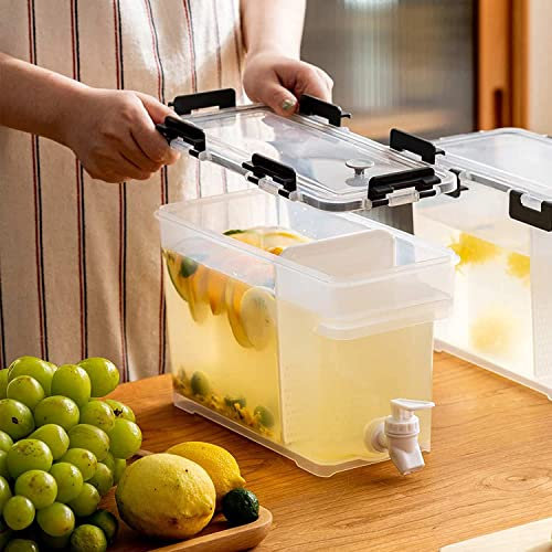 LEMCC Dispensador de bebidas de plástico de 3,5 L con espiga, dispensador de bebidas con filtro para nevera, limonada, jugo, dispensador de agua con tapa para fiestas y bodas
