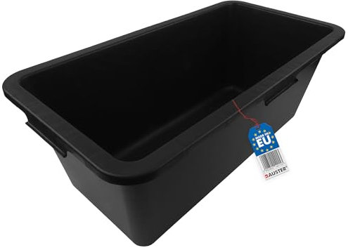 BAUSTER® Bauwanne Kunststoff Schwarz – 60 Liter – robuste Mörtelwanne für Baustelle, Garten, Renovierung – bruchsicher & frostfest – rechteckig