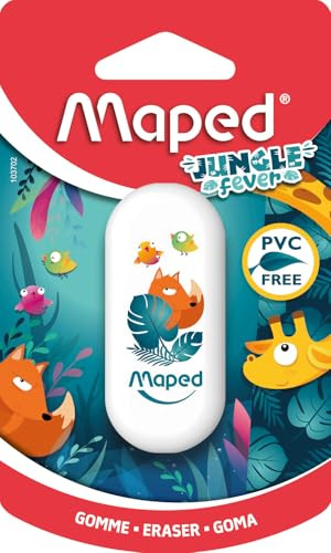 Maped - effizientes Radiergummi, Radierer JUNGLE FEVER – Dschungel-Design – ideal für Kinder