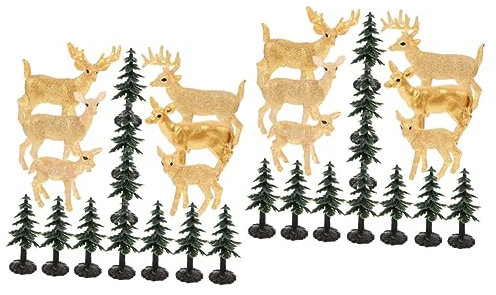 VICASKY 32 STK Weihnachtsminiaturen Modell Mini-rentierfiguren Weihnachten Miniaturen Miniatur-hausbausatz Weihnachtsminiaturfigur Weihnachts-Miniatur-Hirsch Waldtierspielzeug Harz