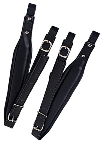 Generisch 1 Paar Gurt für Bass-Akkordeon Musical Akkordeon-Gurt für die linke Hand Tremolo Akkordeonbalggurte einstellbar akustisch schultergurt Gürtel aus Kunstleder Kunstlederband Black