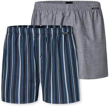 Schiesser Herren 2 Pack Boxershorts Baumwolle Web Multipack - Webboxer, Sortiert 4_182428, 10