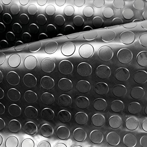 Olivo.Shop - Alfombra de Goma Antideslizante de PVC, Revestimiento de Suelo engomado de PVC Exteriores, Bares, talleres, Gimnasio, Garaje, 1,5 m de Ancho Work Bollo (Negro, 1,5x2 MT)