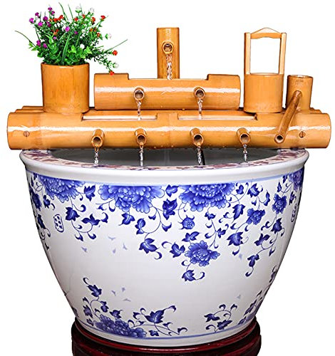Fontana Ornamentale in bambù per Interni/Esterni con Pompa, per Balcone, Soggiorno, Giardino, Giardino, Giardino, Giardino, 60 cm
